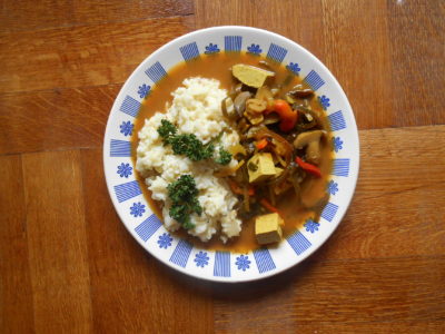 čína s rýží, veganské recepty